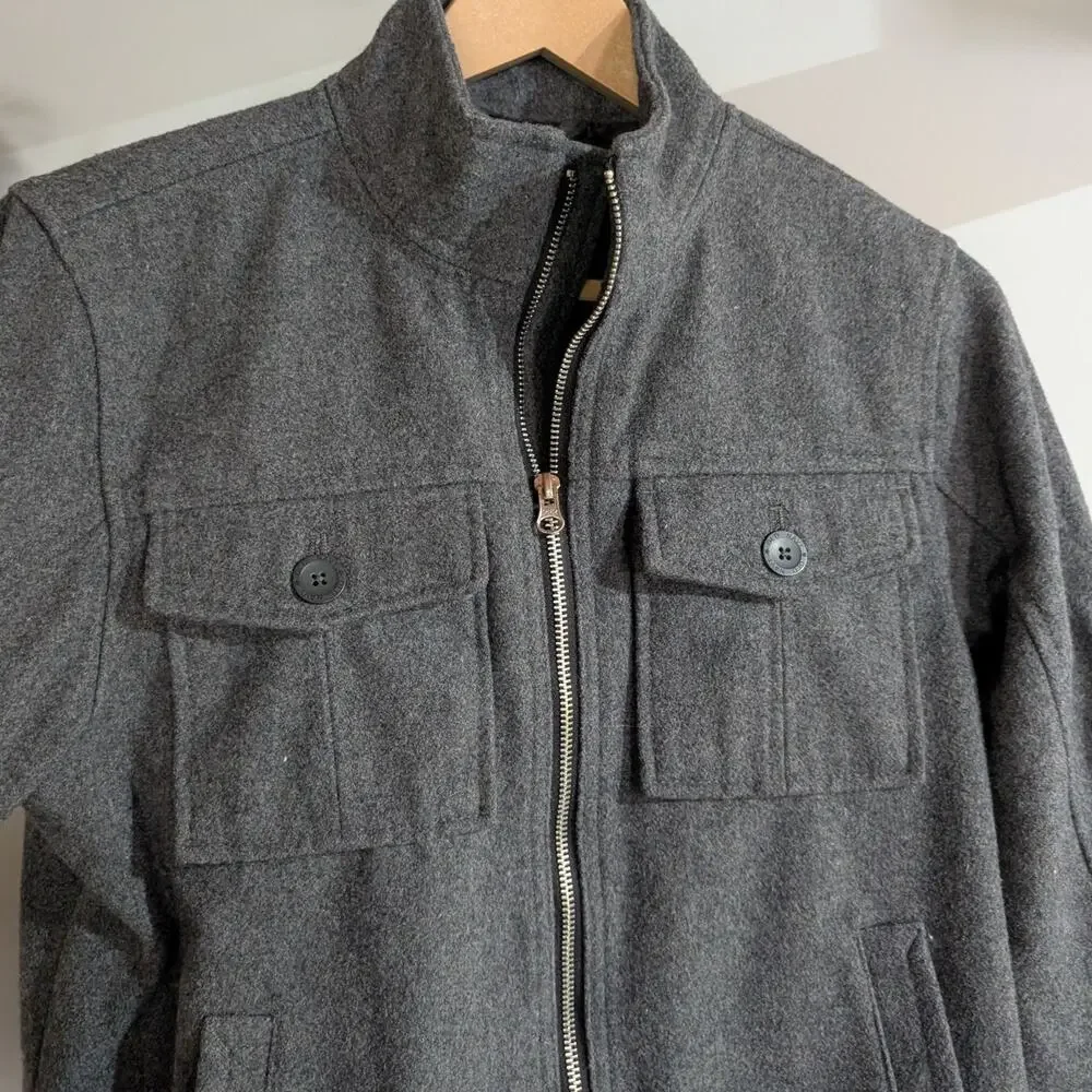 Old Navy Kids L (10-12) Wool Blend Moto Jacket Charcoal Gray